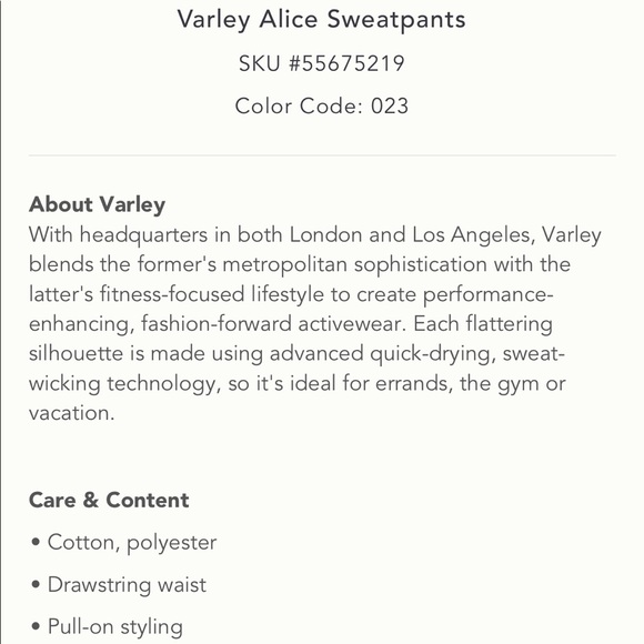 Anthropologie | VARLEY ALICE SWEATPANTS | Size XS - Picture 4 of 9